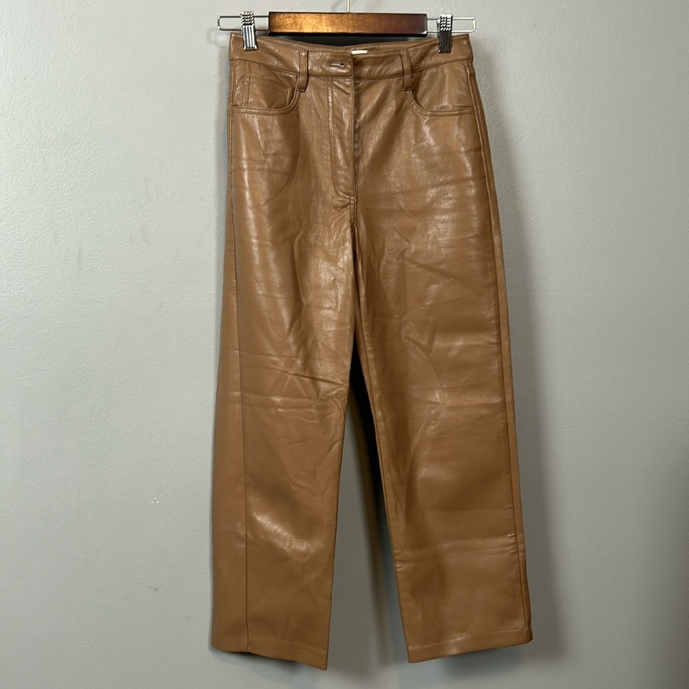 Wilfred Faux Leather Vegan Tan Melina Pants size 2 - Picture 3 of 15